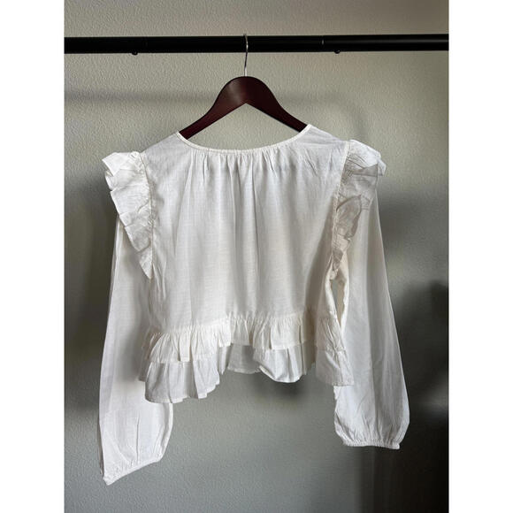 Cleobella Mandie Blouse Ivory Size M NWOT Boho Ruffle Organic Cotton - Picture 10 of 12
